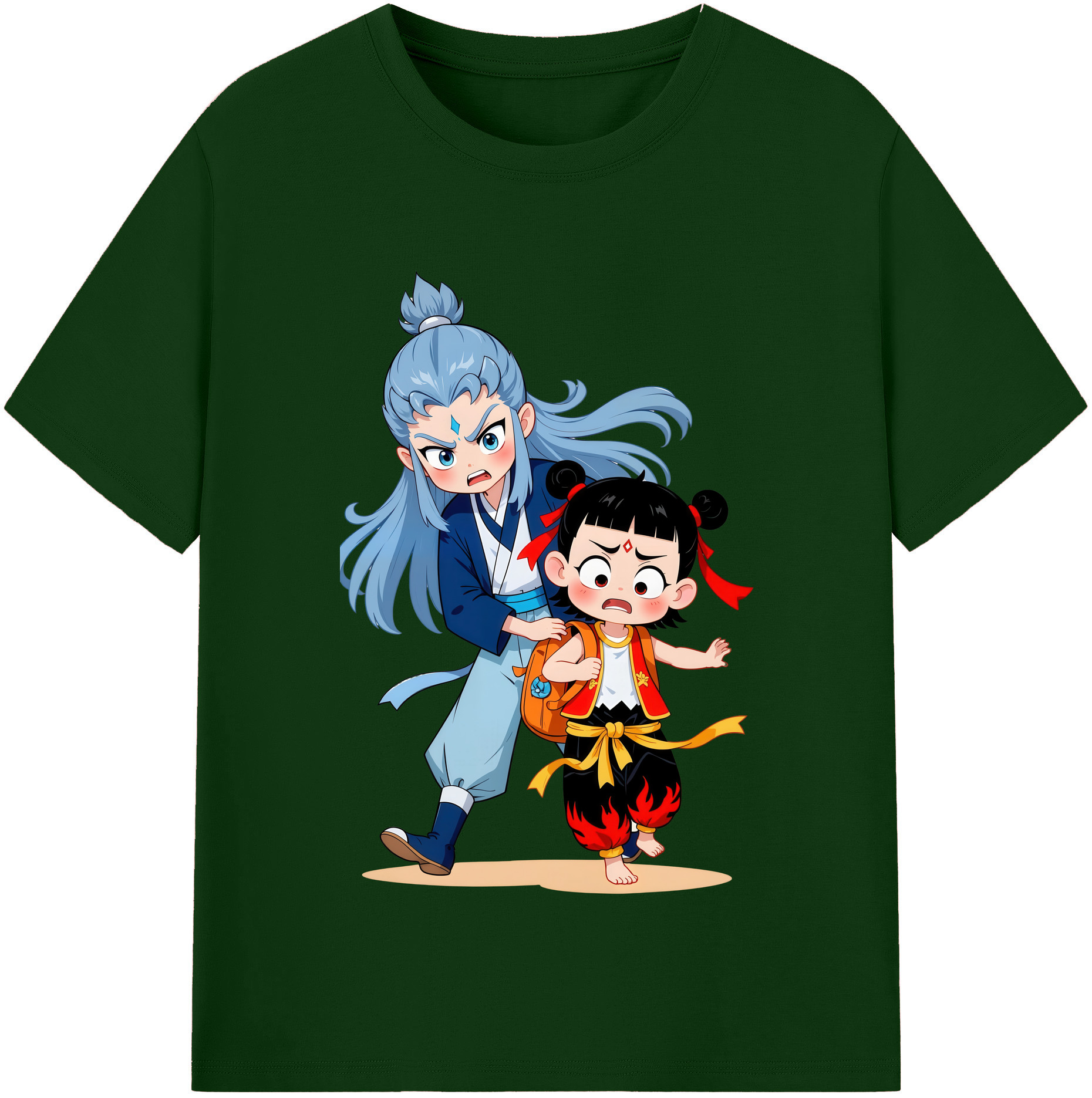 （画像用） Ne Zha 2 ナタ 魔童の大暴れ 綿100％半袖Tシャツ（フロントプリント）